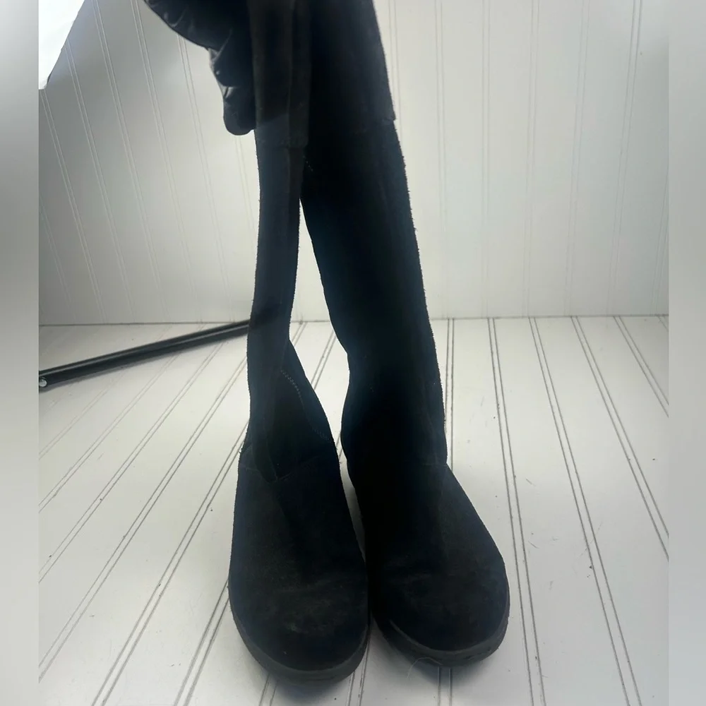 Born Black Suede Brandenburg Stretch Panel Tall Boots Women’s Size 7